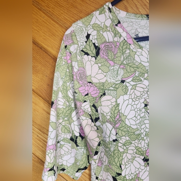 Lularoe Green, Pink, And Cream Floral Print Julia Bodycon Medium Dress - Picture 2 of 14